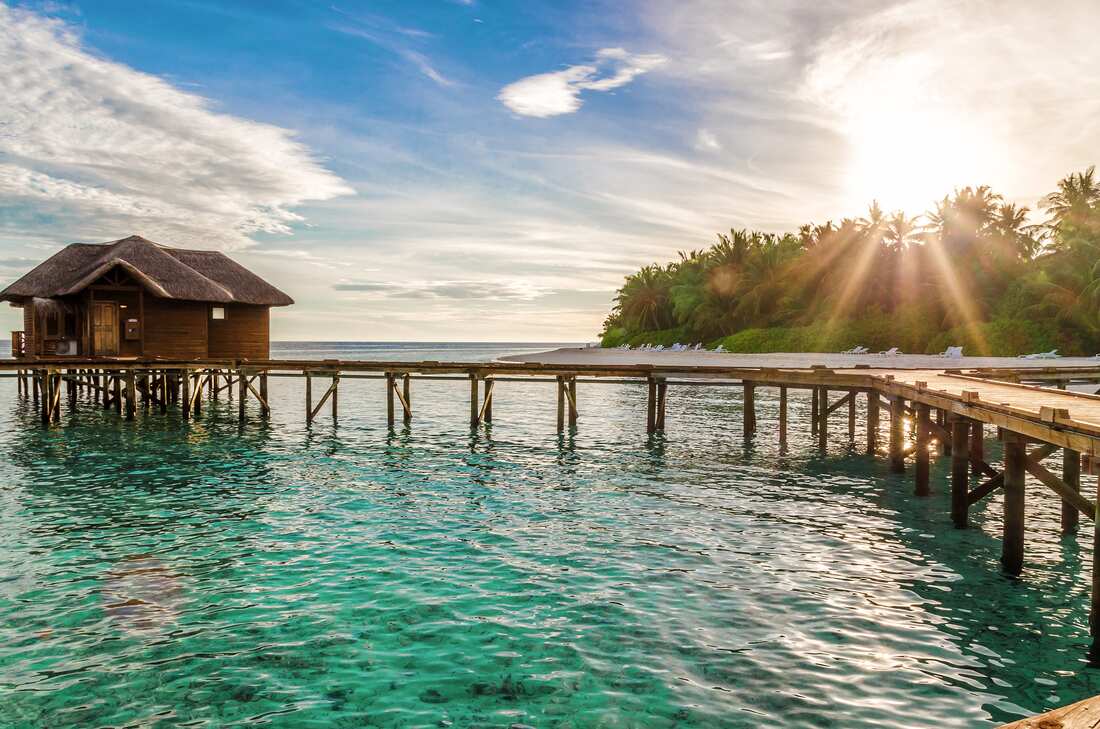 Overwater bungalow on a tropical island